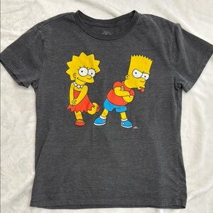 The Simpsons Bart and Lisa Character T-Shirt, Women's Gray Size Small